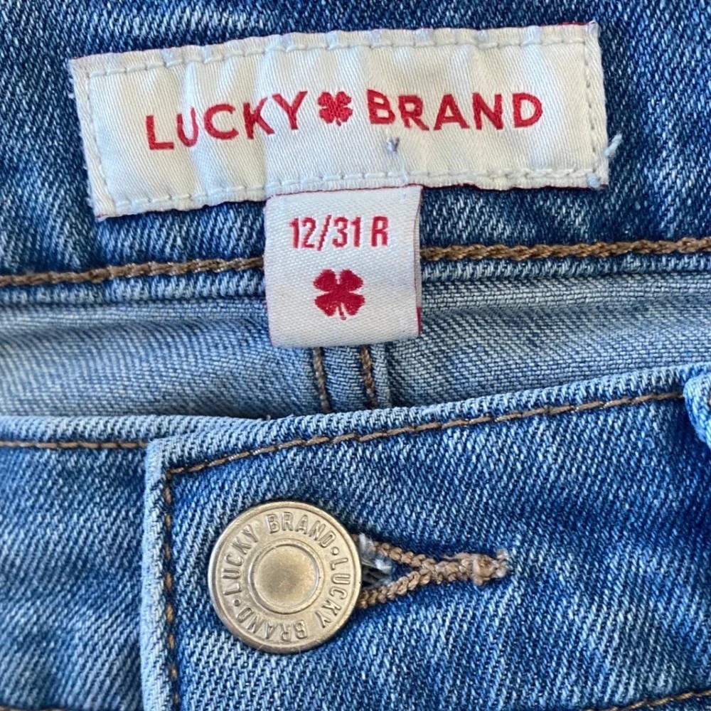 Lucky Brand Stevie High Rise Flare Jeans Womens 12/31R Blue Distressed Denim - Picture 3 of 11